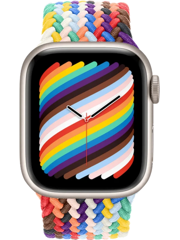 Apple Watch 8 45 мм Алюминий, Силикон/Ткань, Сияющая звезда, Радужный