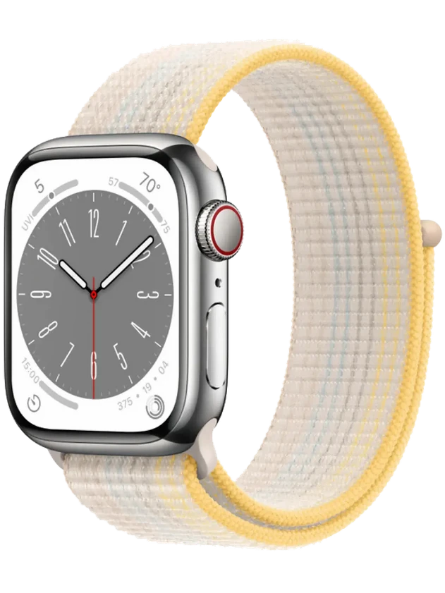 Apple Watch 8 41 мм Сталь, Нейлон, Серебристый, Сияющая звезда