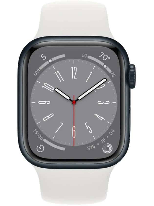 Apple Watch 8 45 мм Алюминий, Силикон, Тёмная ночь, Белый