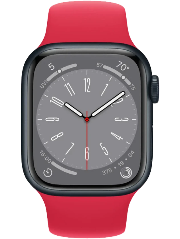 Apple Watch 8 41 мм Алюминий, Силикон, Тёмная ночь, Красный