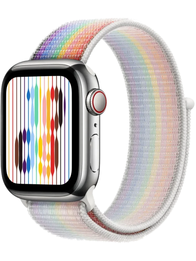 Apple Watch 8 41 мм Сталь, Нейлон, Серебристый, Радужный