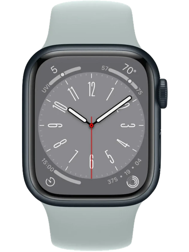 Apple Watch 8 45 мм Алюминий, Силикон, Тёмная ночь, Суккулент