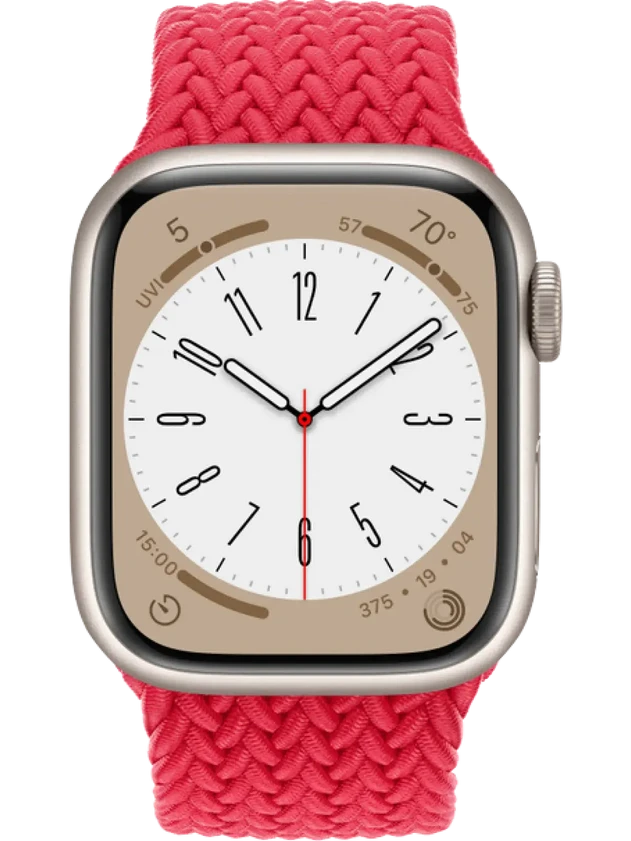 Apple Watch 8 41 мм Алюминий, Силикон/Ткань, Сияющая звезда, Красный