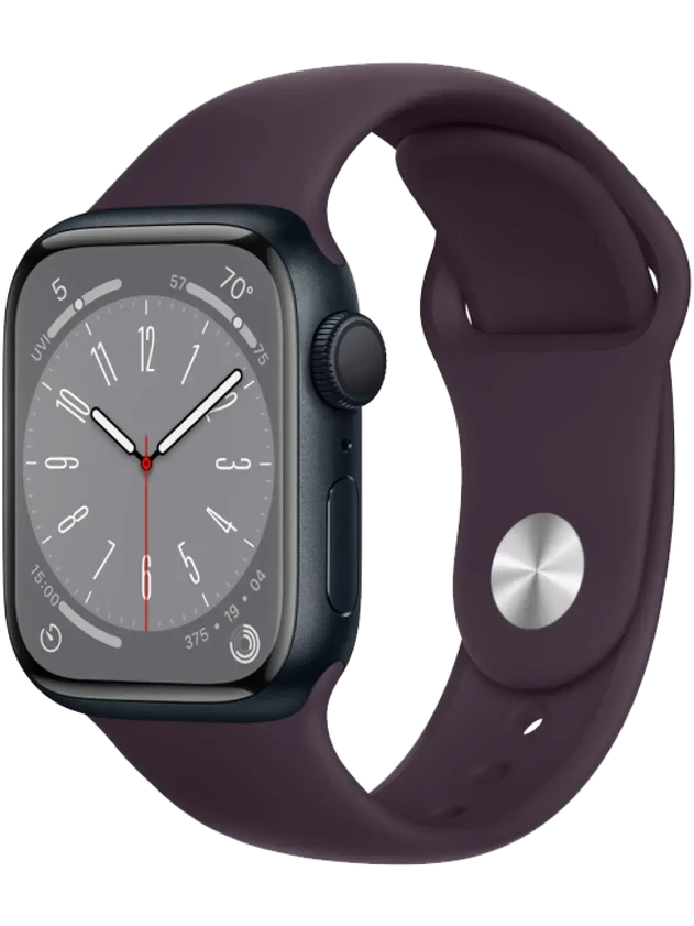 Apple Watch 8 45 мм Алюминий, Силикон, Тёмная ночь, Бузина