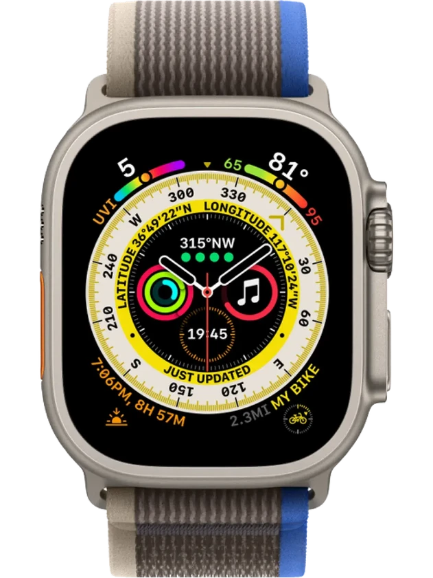 Apple Watch Ultra 145-220 мм Нейлон Сине-серый
