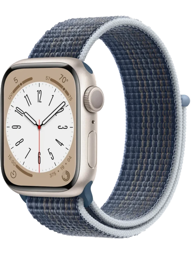 Apple Watch 8 45 мм Алюминий, Нейлон, Сияющая звезда, Синий шторм