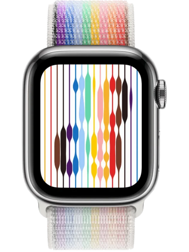 Apple Watch 8 41 мм Сталь, Нейлон, Серебристый, Радужный
