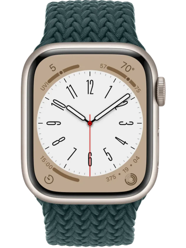 Apple Watch 8 45 мм Алюминий, Силикон/Ткань, Сияющая звезда, Тропический лес