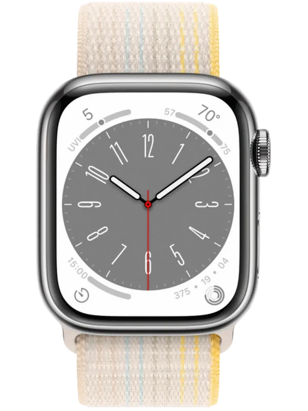 Apple Watch 8 41 мм Сталь, Нейлон, Серебристый, Сияющая звезда