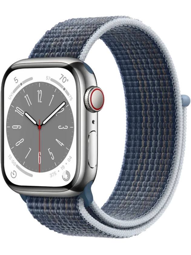 Apple Watch 8 41 мм Сталь, Нейлон, Серебристый, Синий шторм