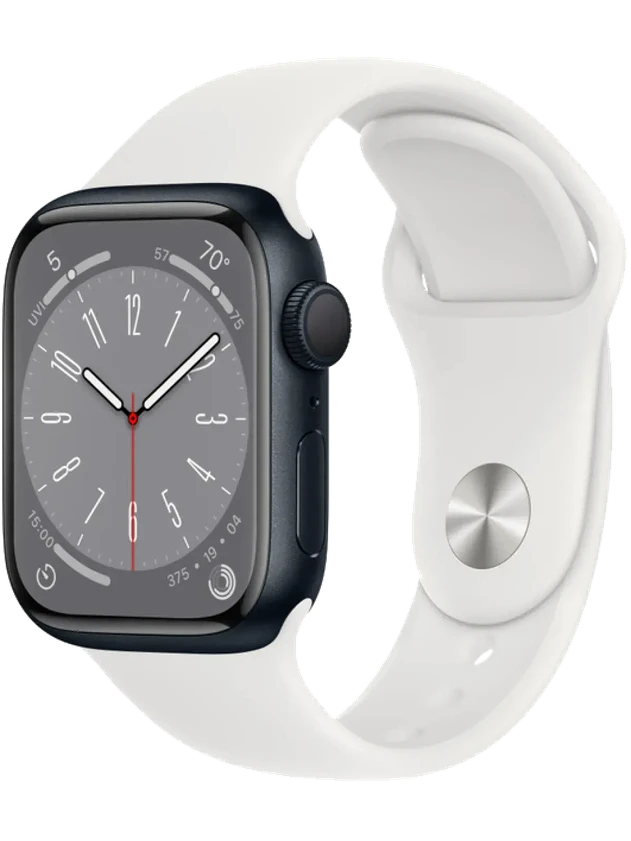 Apple Watch 8 45 мм Алюминий, Силикон, Тёмная ночь, Белый