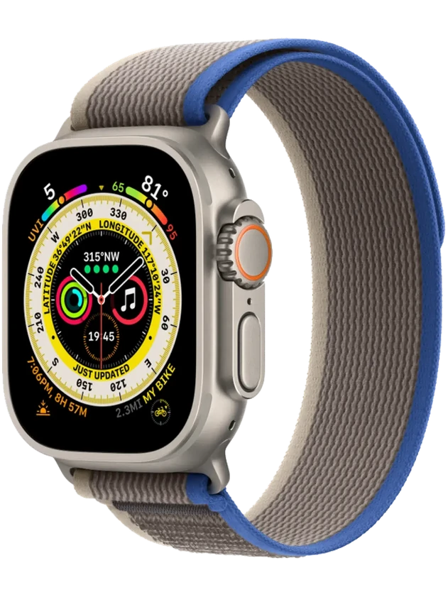 Apple Watch Ultra 145-220 мм Нейлон Сине-серый