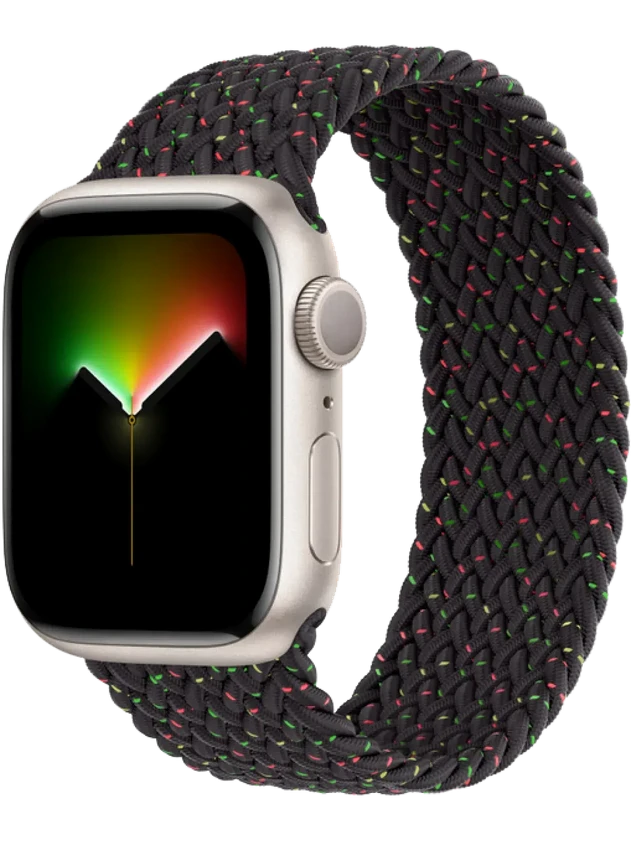Apple Watch 8 45 мм Алюминий, Силикон/Ткань, Сияющая звезда, Чёрное единство