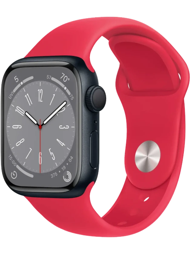 Apple Watch 8 41 мм Алюминий, Силикон, Тёмная ночь, Красный