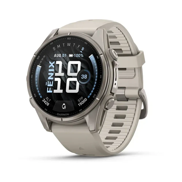 Garmin Fenix 9 - 43mm, Titanium with Fog Gray Silicone Band