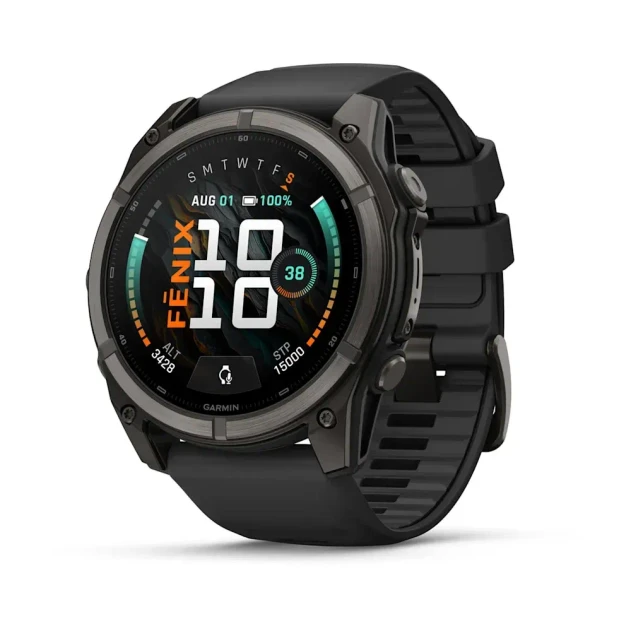 Garmin Fenix 9 - 51mm, Carbon Gray DLC Titanium with Black Silicone Band