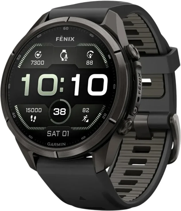 Garmin Fenix 9 Pro 51 мм (темно-серый, черный силиконовый ремешок)