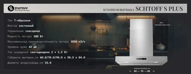 Кухонная вытяжка Schtoff S Plus 600 X (нержавеющая сталь)