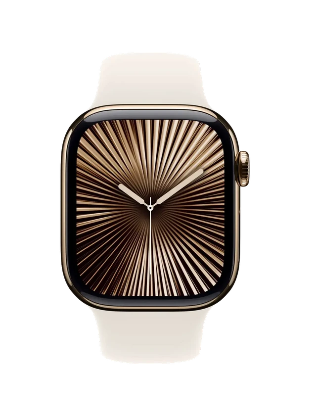 Apple Watch 10, 42 mm, Gold Titanium Stainless steel, Starlight Sport Band, S/M