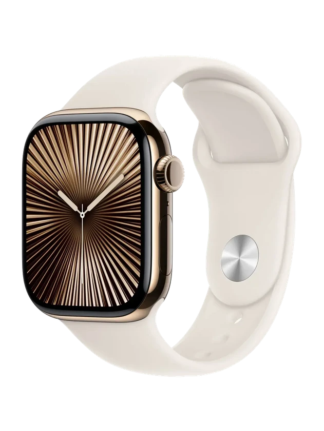 Apple Watch 10, 42 mm, Gold Titanium Stainless steel, Starlight Sport Band, S/M