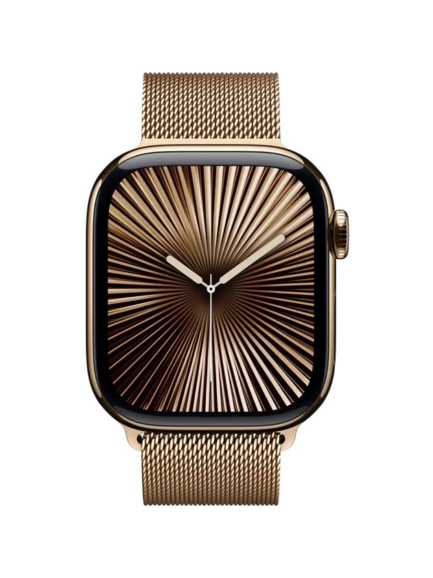 Apple Watch 10, 42 mm, Gold Titanium Stainless steel, Gold Milanese Loop