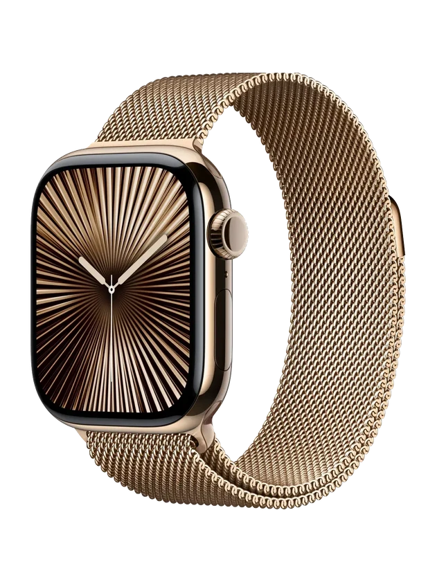 Apple Watch 10, 42 mm, Gold Titanium Stainless steel, Gold Milanese Loop