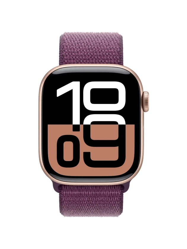 Apple Watch 10, 42 mm, Rose Gold Aluminium, Plum Sport Loop