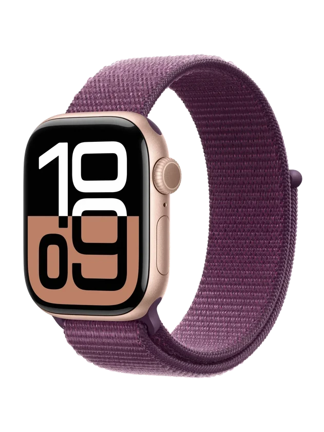 Apple Watch 10, 42 mm, Rose Gold Aluminium, Plum Sport Loop
