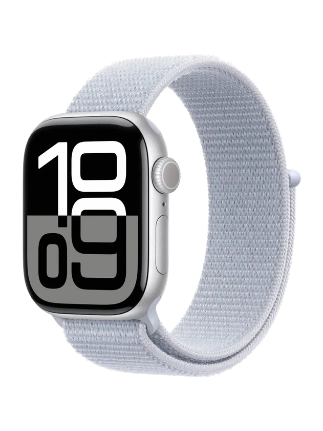 Apple Watch 10, 42 mm, Silver Aluminium, Blue Sport Loop