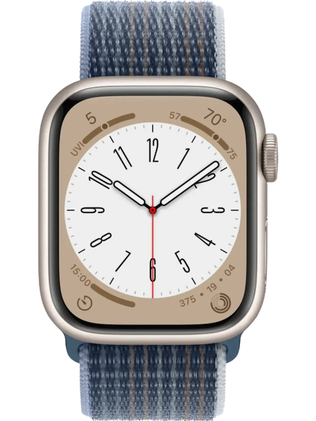 Apple Watch 8 41 мм Алюминий, Нейлон, Сияющая звезда, Синий шторм