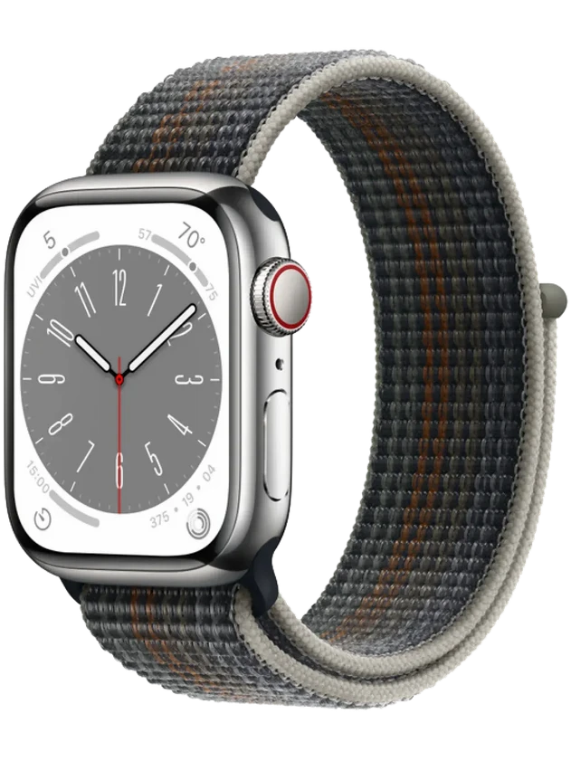 Apple Watch 8 41 мм Сталь, Нейлон, Серебристый, Тёмно-серый