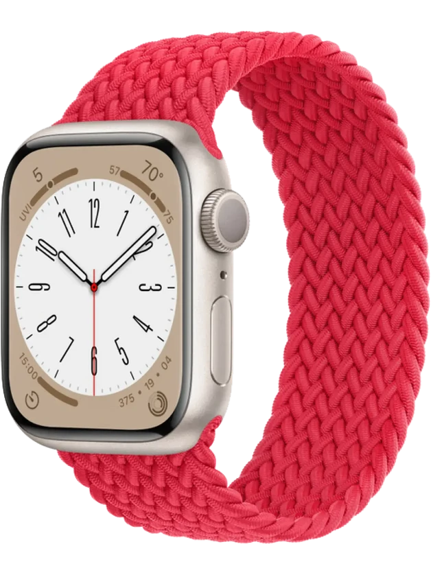 Apple Watch 8 45 мм Алюминий, Силикон/Ткань, Сияющая звезда, Красный