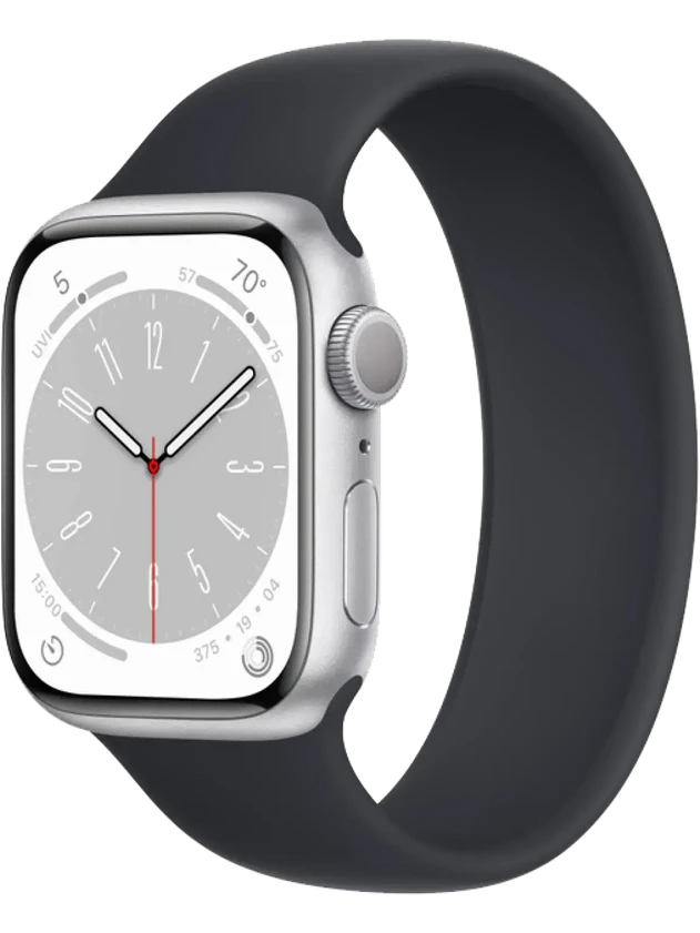 Apple Watch 8 45 мм Алюминий, Силикон, Серебристый, Тёмно-серый