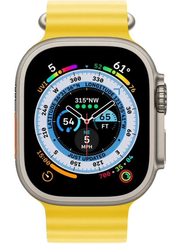 Apple Watch Ultra 130-200 мм Фторэластомер Жёлтый