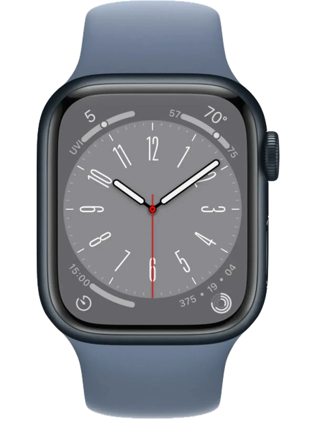 Apple Watch 8 45 мм Алюминий, Силикон, Тёмная ночь, Сланцево-синий