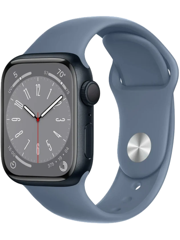 Apple Watch 8 45 мм Алюминий, Силикон, Тёмная ночь, Сланцево-синий