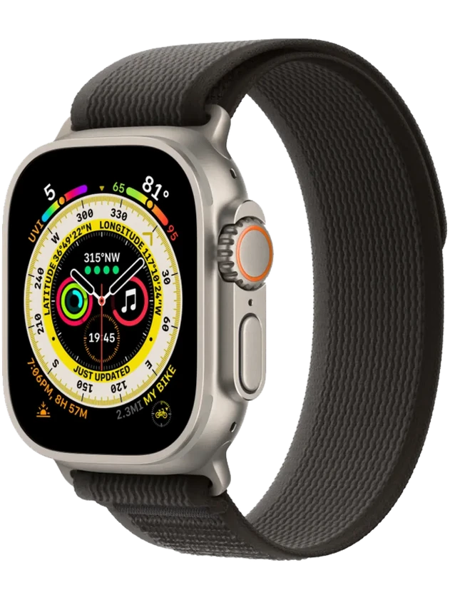 Apple Watch Ultra 130-180 мм Нейлон Чёрно-серый