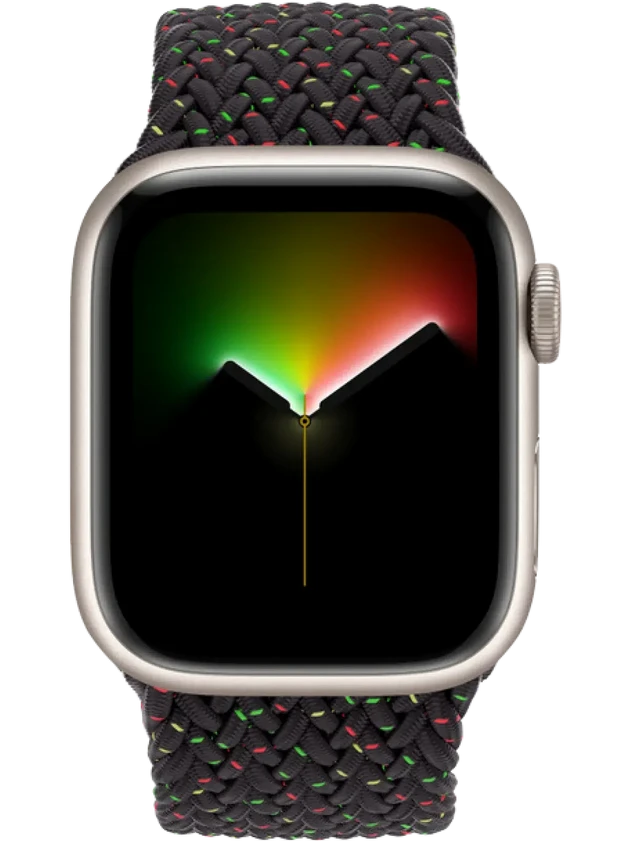 Apple Watch 8 45 мм Алюминий, Силикон/Ткань, Сияющая звезда, Чёрное единство