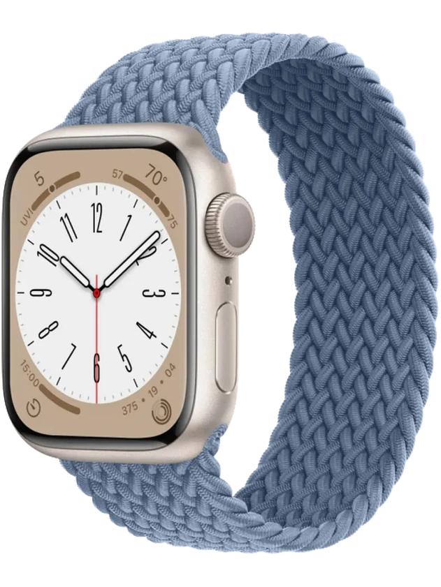 Apple Watch 8 45 мм Алюминий, Силикон/Ткань, Сияющая звезда, Сланцево-синий