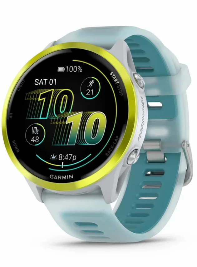 Garmin Forerunner 570 - 47mm Amp Yellow Aluminum with Translucent Whitestone/Turquoise Band