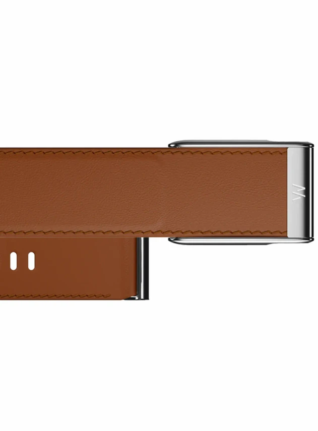 Кожаный люксовый ремешок для Whoop 5.0 LeatherLuxe Straight Band Chestnut/Cream with Titanium (S)