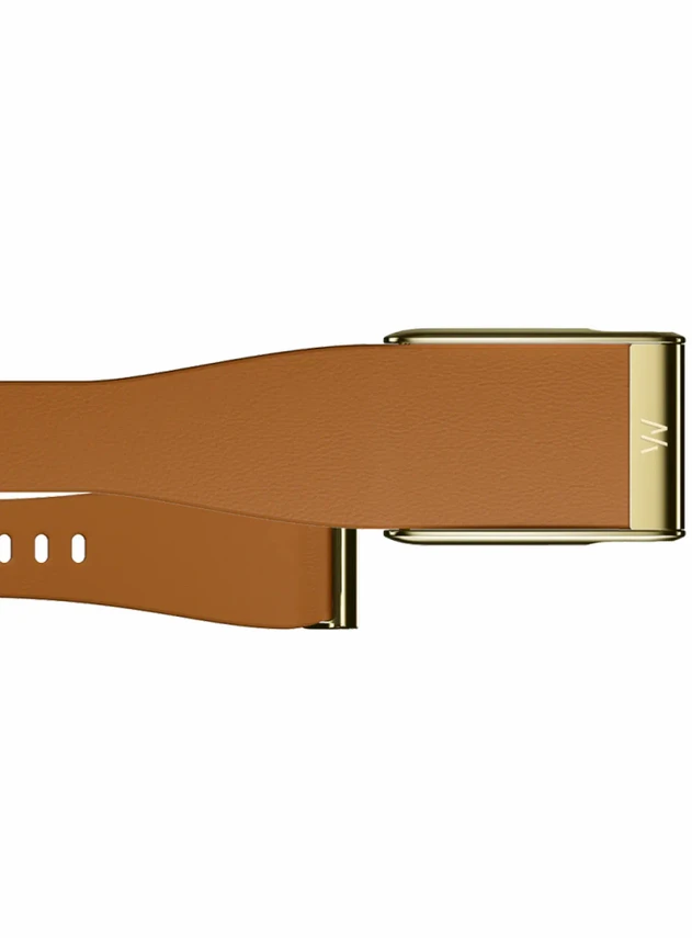 Кожаный люксовый ремешок для Whoop 5.0 LeatherLuxe Tapered Band Camel with Gold (L)