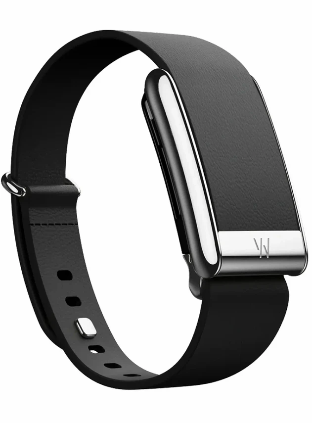 Кожаный люксовый ремешок для Whoop 5.0 LeatherLuxe Tapered Band Black with Titanium (L)