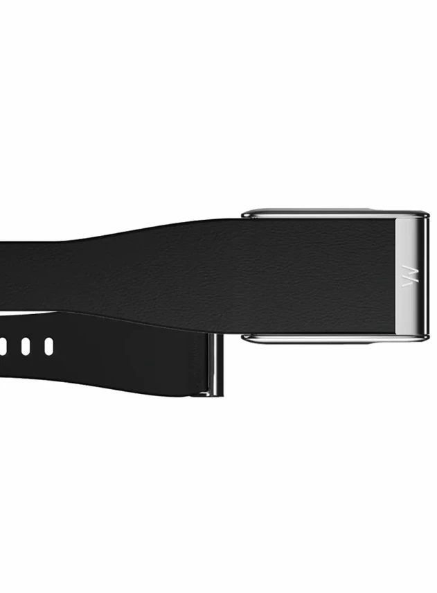 Кожаный люксовый ремешок для Whoop 5.0 LeatherLuxe Tapered Band Black with Titanium (L)