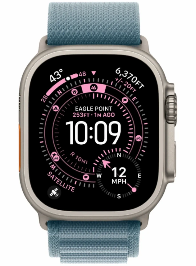 Apple Watch Ultra 3 49 мм Natural Titanium Light Blue Alpine Loop