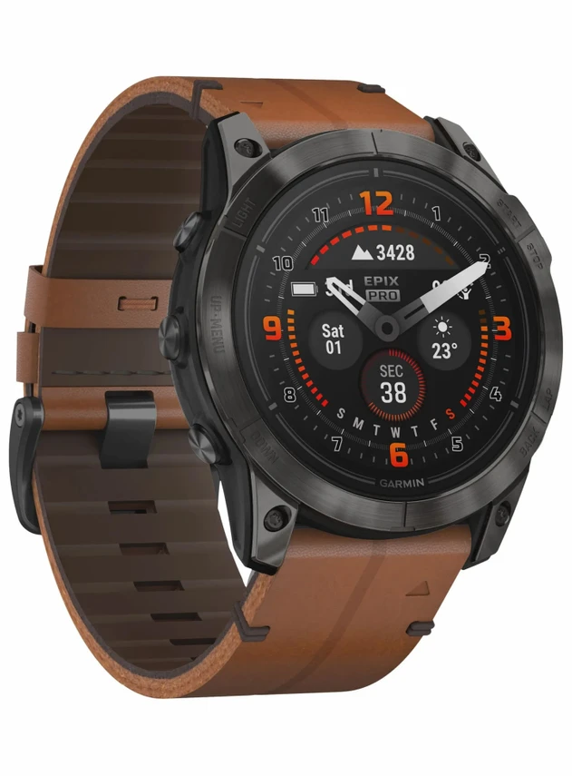 Garmin Epix Pro Gen 2 Sapphire 51 мм Карбоново-серый титан/каштановый, с кожаным и силиконовым ремешками