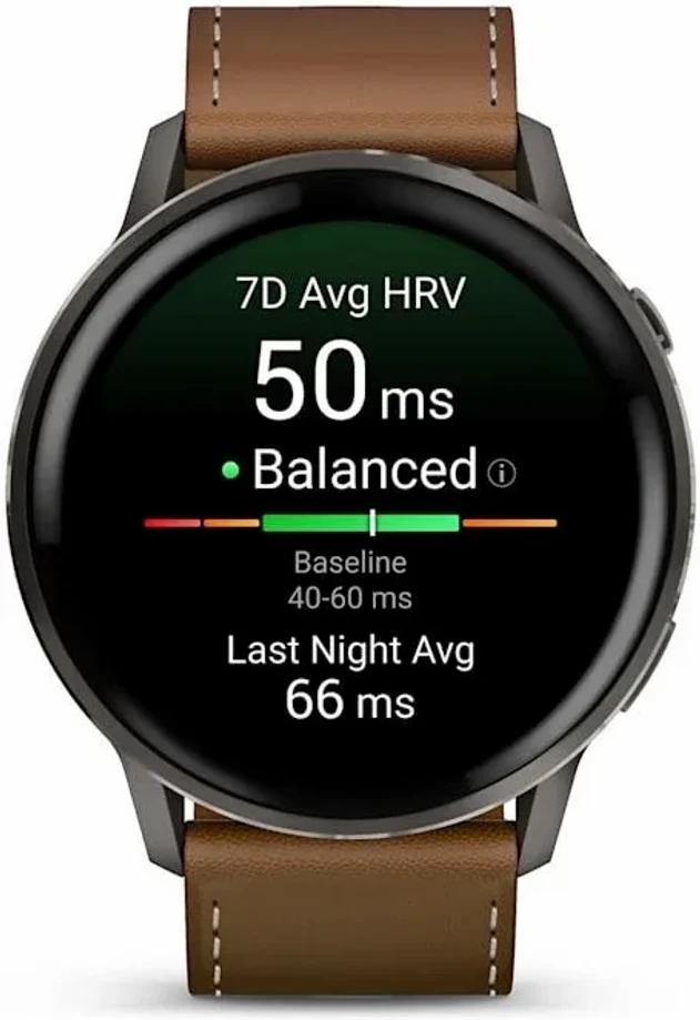 Garmin Venu 4 45 мм (черный/коричневый кожаный)