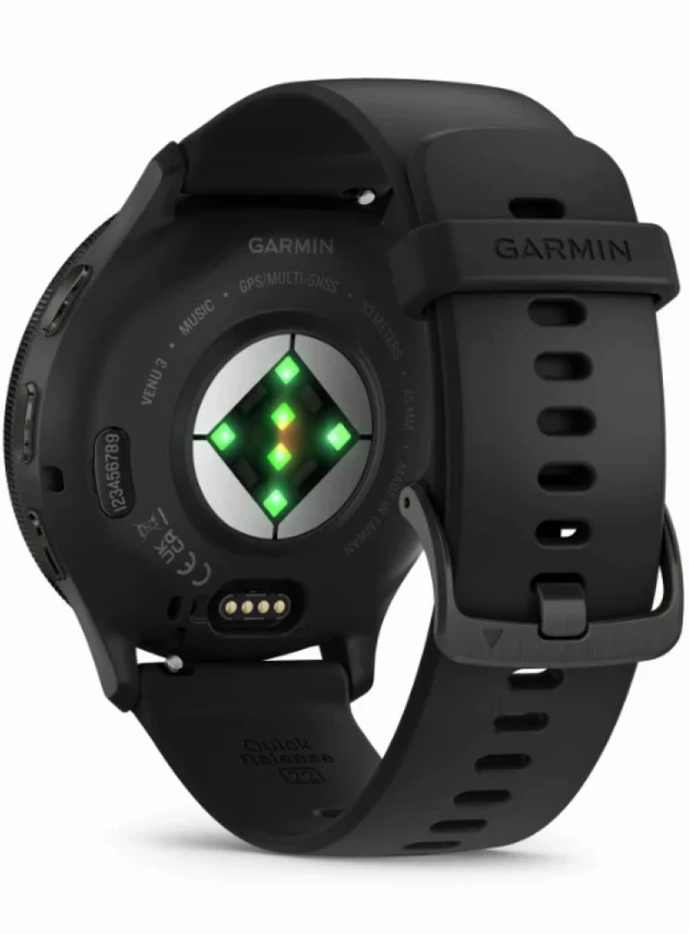 Garmin Venu 3 Чёрный, с силиконовым ремешком