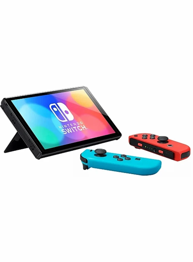 Nintendo Switch OLED Чёрный, с неоновыми Joy-Con