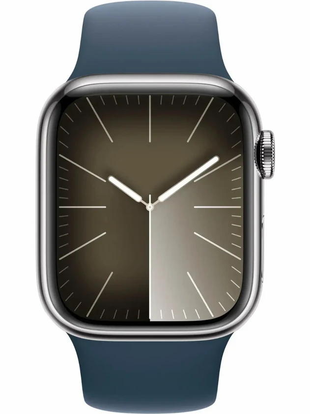 Watch 9 GPS, 45mm Silver Stainless steel, Storm Blue Sport Band